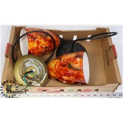 PAIR OF DECORATIVE GLASS PENDANT LIGHTS