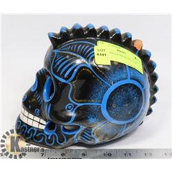 HAND PAINTED MEXICAN CLAY SKULL