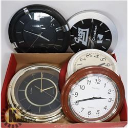 LOT OF 6 WALL CLOCKS