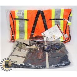 NEW SAFETY VEST AND THREE SAFETY GLASSES AND ONE