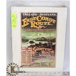 8 EARLY RAIL TRAVEL POSTER REPRODUCTIONS. MATTED