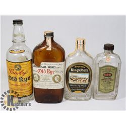 FLAT OF 4 VINTAGE LIQUOR BOTTLES FROM 1930 TO