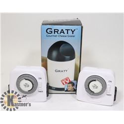 NEW GRATY GOURMET CHEESE AND 2 STANLEY TIMERS