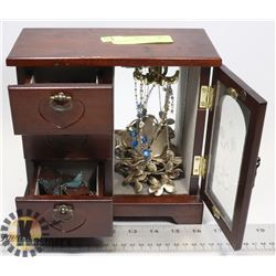JEWELRY BOX WITH COSTUME JEWELRY