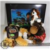 Image 1 : BOX W/ NEW ITEMS INCL. 2 DOGS & 1 APE