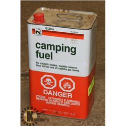 4 LITER CAN OF CAMPING FUEL FOR LANTERNS, STOVES