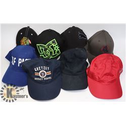 LOT OF 8 BALL CAPS CHICAGO BLACK HAWKS SIGNED,
