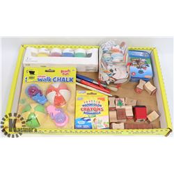 KIDS ACTIVITY SET RUBBER STAMPS , PAINT & BRUSHES,