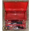 Image 1 : RED STEEL TOOL BOX AND ASSORTED TOOLS