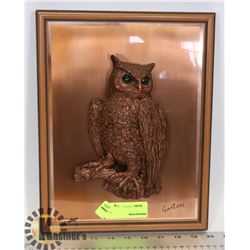 VINTAGE MADE IN CANADA COPPER BACKGROUND OWL