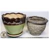 Image 1 : TWO GARDEN/PATIO PLANTERS 10X 12 GREEN/BROWN