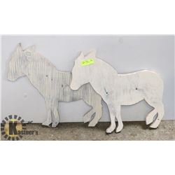 PAIR OF WOOD DONKEYS