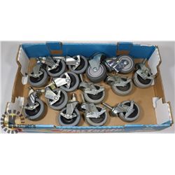 BOX OF 14 ASSORTED SWIVEL CASTORS