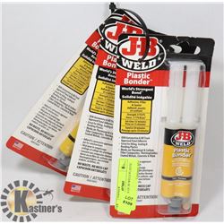 3 NEW PACKS OF JB WELD PLASTIC BONDER