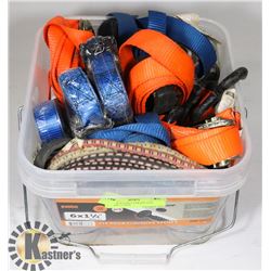 BOX OF RACHET STRAPS AND BUNGIE CORDS