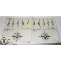 SET OF 4 NAUTICAL GLASS TRAYS