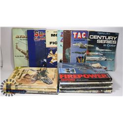 BOX WITH 30 VINTAGE MILITARY PLANE BOOKS