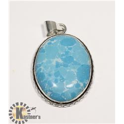 #69-LARIMAR PENDANT -.925 SILVER PLATED