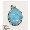 Image 1 : #69-LARIMAR PENDANT -.925 SILVER PLATED