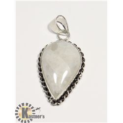 #61-NATURAL MOONSTONE PENDANT -.925 SILVER PLATED