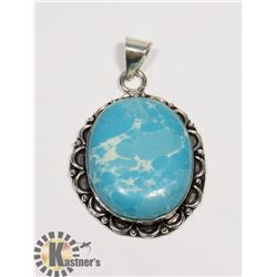 #73-LARIMAR PENDANT -.925 SILVER PLATED