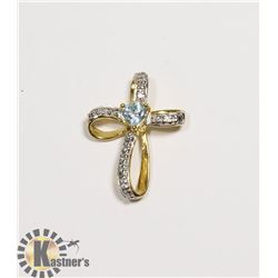 #143-SKY BLUE TOPAZ & CZ PENDANT