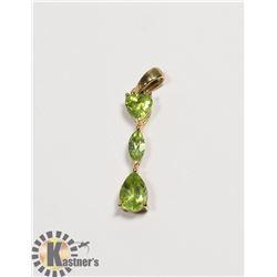 #146-GREEN PERIDOT & CZ PENDANT