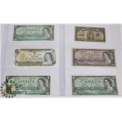 6 VARIOUS OLD CANADA BANK NOTES