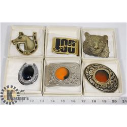 LOT OF 6 BELT BUCKLES