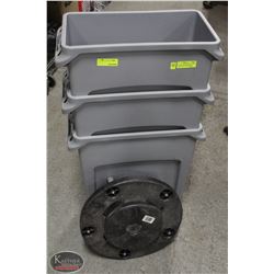 BAILIFF SEIZURE LOT OF 3 GREY RUBBERMAID COMMERCIAL SLIM JIM TRASH