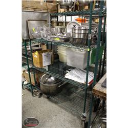 3-TIER GREEN WIRE RACK ON CASTORS 48
