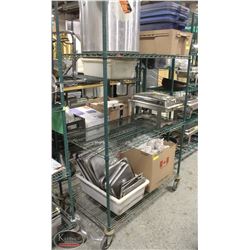 3-TIER GREEN WIRE RACK ON CASTORS 48"X24"X80"