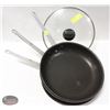 Image 1 : LOT OF 3 COATED ALUMINUM FRYING PANS W/ 1 LID