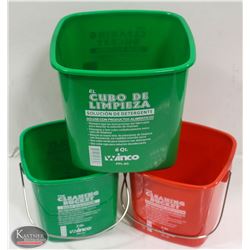 LOT OF 3 NEW CLEANING BUCKETS.
