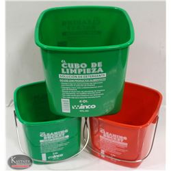 LOT OF 3 NEW CLEANING BUCKETS.