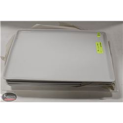 STACK OF 5 RECTANGULAR SERVING PLATTERS, FOUR AT