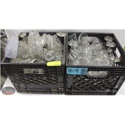 2 MILK CRATES WITH CONTENTS, INCLUDES SHAKERS,