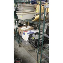 3 TIER GREEN RACK ON CASTERS, 48 X 24 X 73