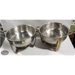 LOT OF 2 ROUND CHAFFING DISHES, NO LIDS