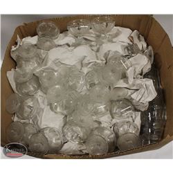 LARGE BOX OF APPROX 45 WOODEN DESSERT BOWLS