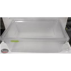 CLEAR POLY FOOD GRADE BIN W/ REVERSIBLE LID-MEDIUM