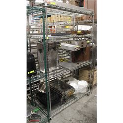 4 TIER CHROME WIRE RACK ON CASTERS, 48 X 24 X 77