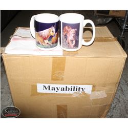 CASE OF 36 GRAPHIC 16OZ COFFEE MUGS : HORSES