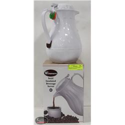 NEW WINCO 64 OZ WHITE SWIRL THERMAL BEVERAGE