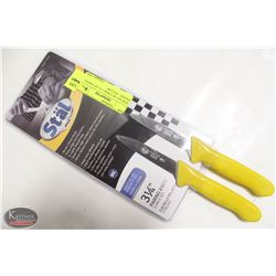 NEW SET OF 2 WINCO 3-1/4" PARING KNIVES - YELLOW