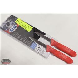 NEW SET OF 2 WINCO 3-1/4" PARING KNIVES - RED