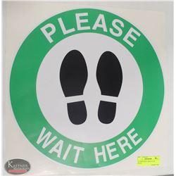 16" GREEN PLEASE WAIT HERE FLOOR DECAL