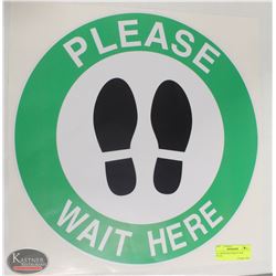 16" GREEN PLEASE WAIT HERE FLOOR DECAL