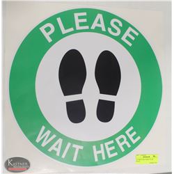 16" GREEN PLEASE WAIT HERE FLOOR DECAL