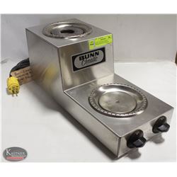 BUNN 2-BURNER WARMER, 1 BURNER HIGH-HEAT BOILING